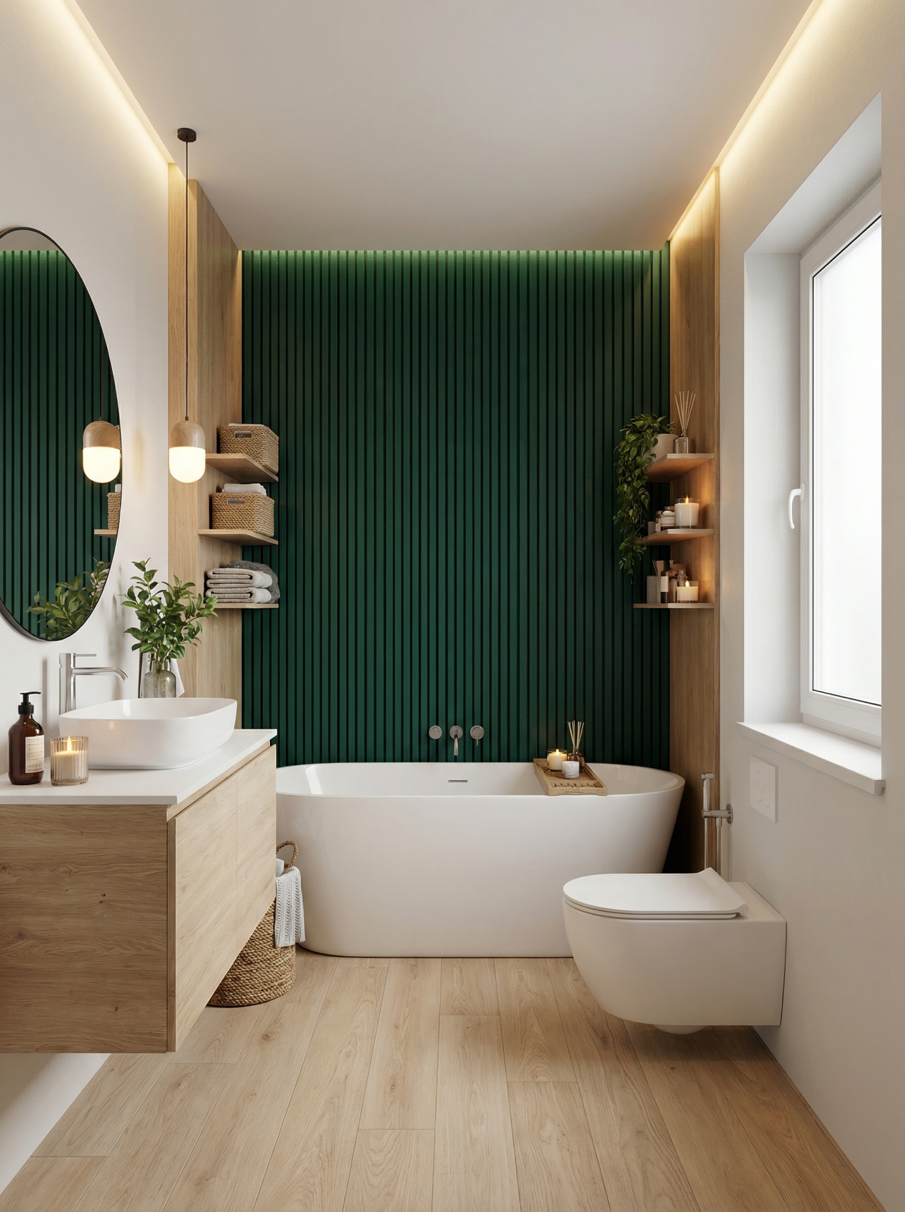 Дизайн ванной в стиле Хюгге — фото интерьера от нейросети RoomGPT