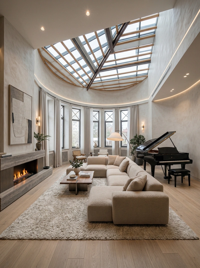 Дизайн гостиной в стиле Контемпорари — фото интерьера от нейросети RoomGPT