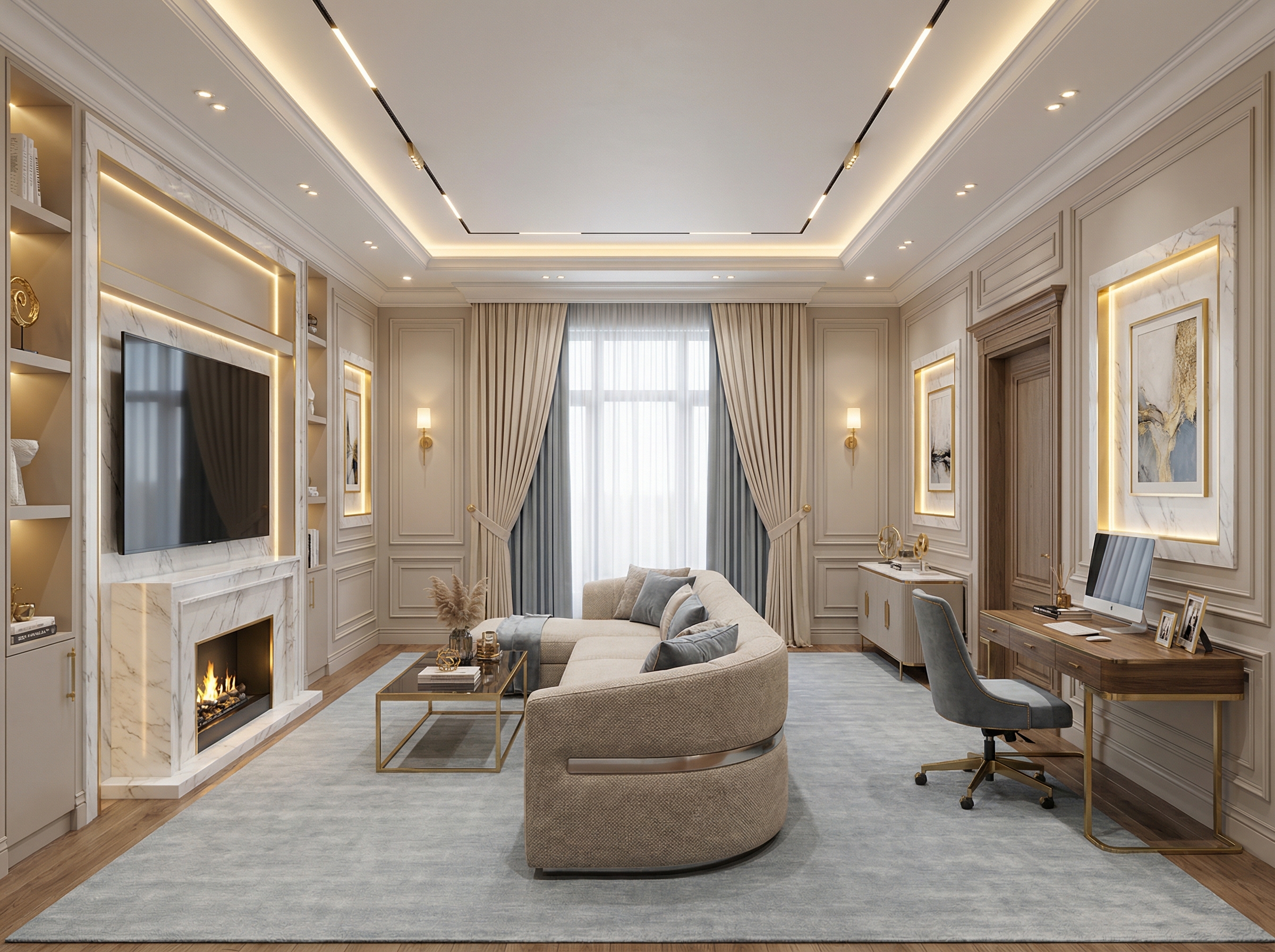 Дизайн гостиной в стиле Классика — фото интерьера от нейросети RoomGPT