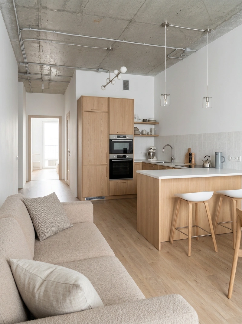 Дизайн интерьера в стиле Сканди — Кухня от нейросети RoomGPT