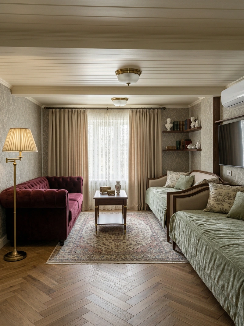 Дизайн гостиной в стиле Классика — фото интерьера от нейросети RoomGPT