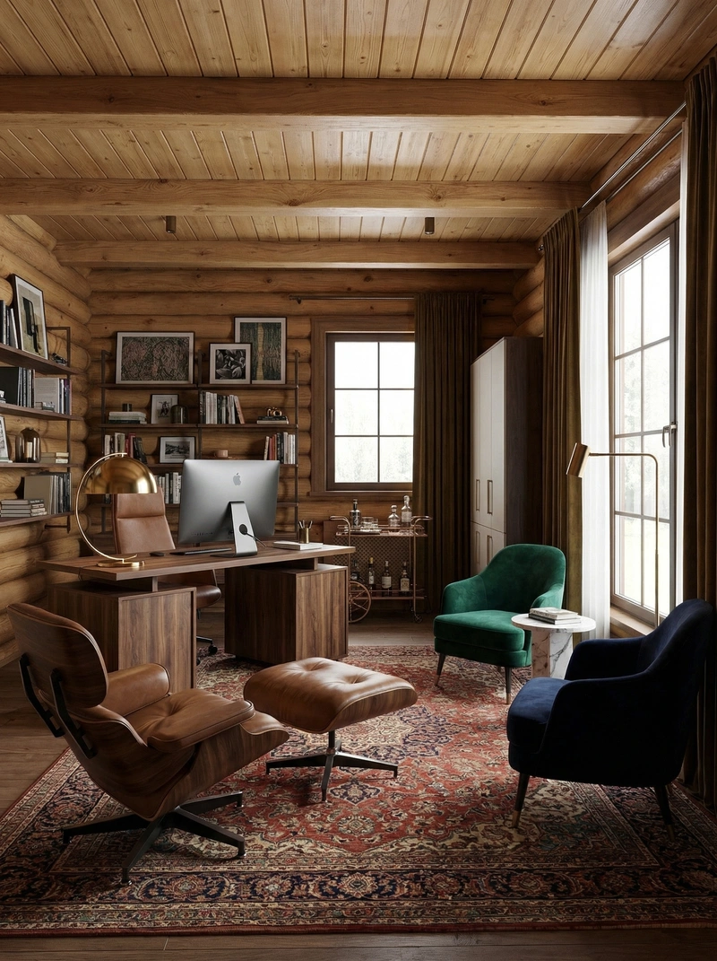 Дизайн интерьера в стиле Эклектика — Кабинет от нейросети RoomGPT