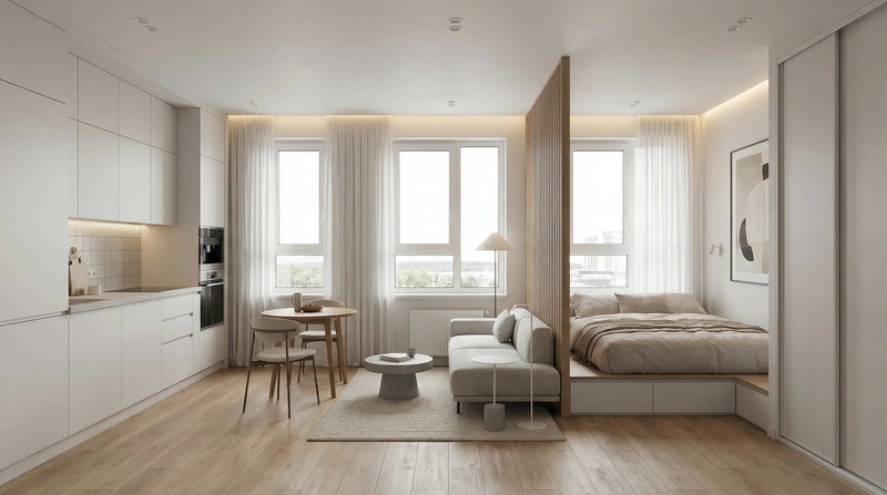 Дизайн интерьера в стиле Минимализм — Гостиная от нейросети RoomGPT