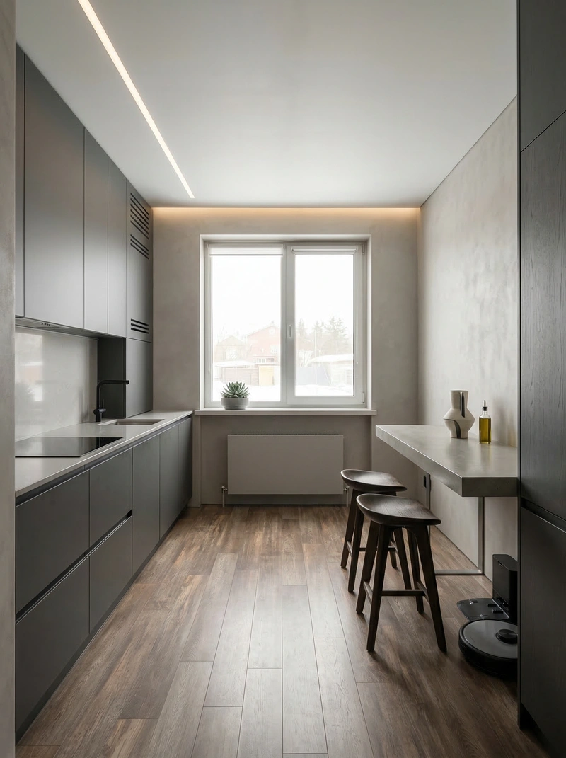 Дизайн интерьера в стиле Минимализм — Кухня от нейросети RoomGPT