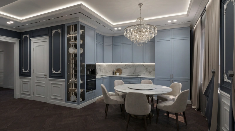 Дизайн интерьера в стиле Классика — Кухня от нейросети RoomGPT