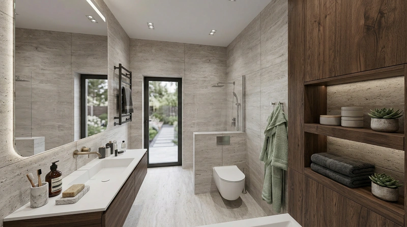 Дизайн интерьера в стиле Контемпорари — Ванная от нейросети RoomGPT