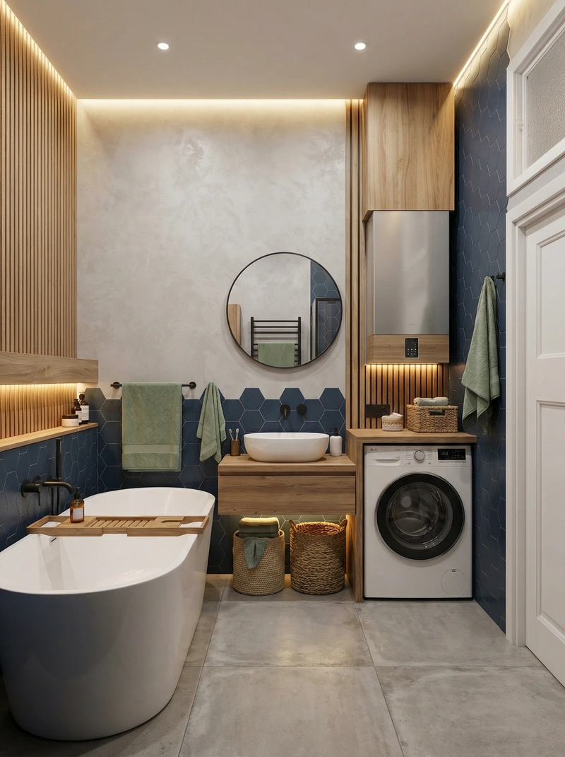 Дизайн интерьера в стиле Хюгге — Ванная от нейросети RoomGPT