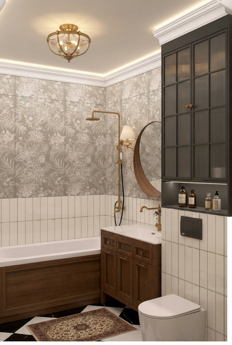 Дизайн интерьера в стиле Классика — Ванная от нейросети RoomGPT
