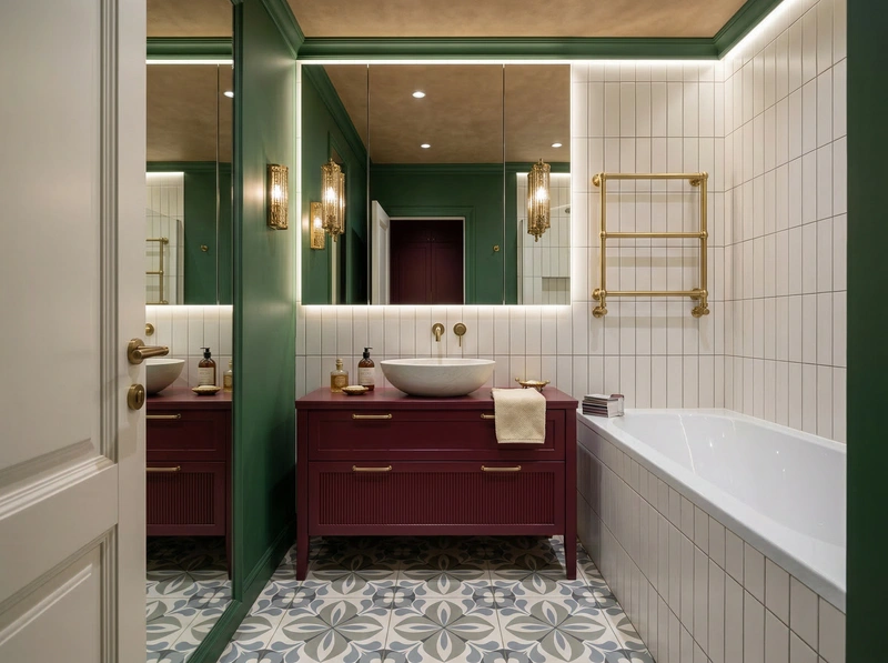 Дизайн ванной в стиле Британский — фото интерьера от нейросети RoomGPT