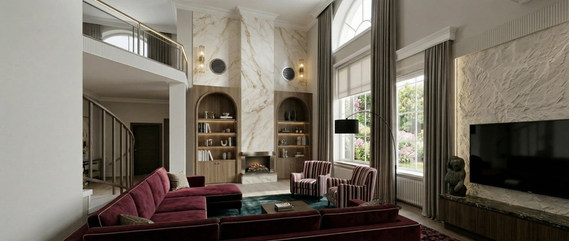 Дизайн гостиной в стиле Британский — фото интерьера от нейросети RoomGPT