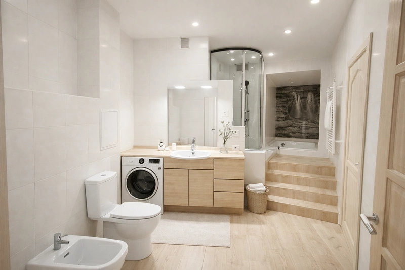 Дизайн ванной в стиле Сканди — фото интерьера от нейросети RoomGPT