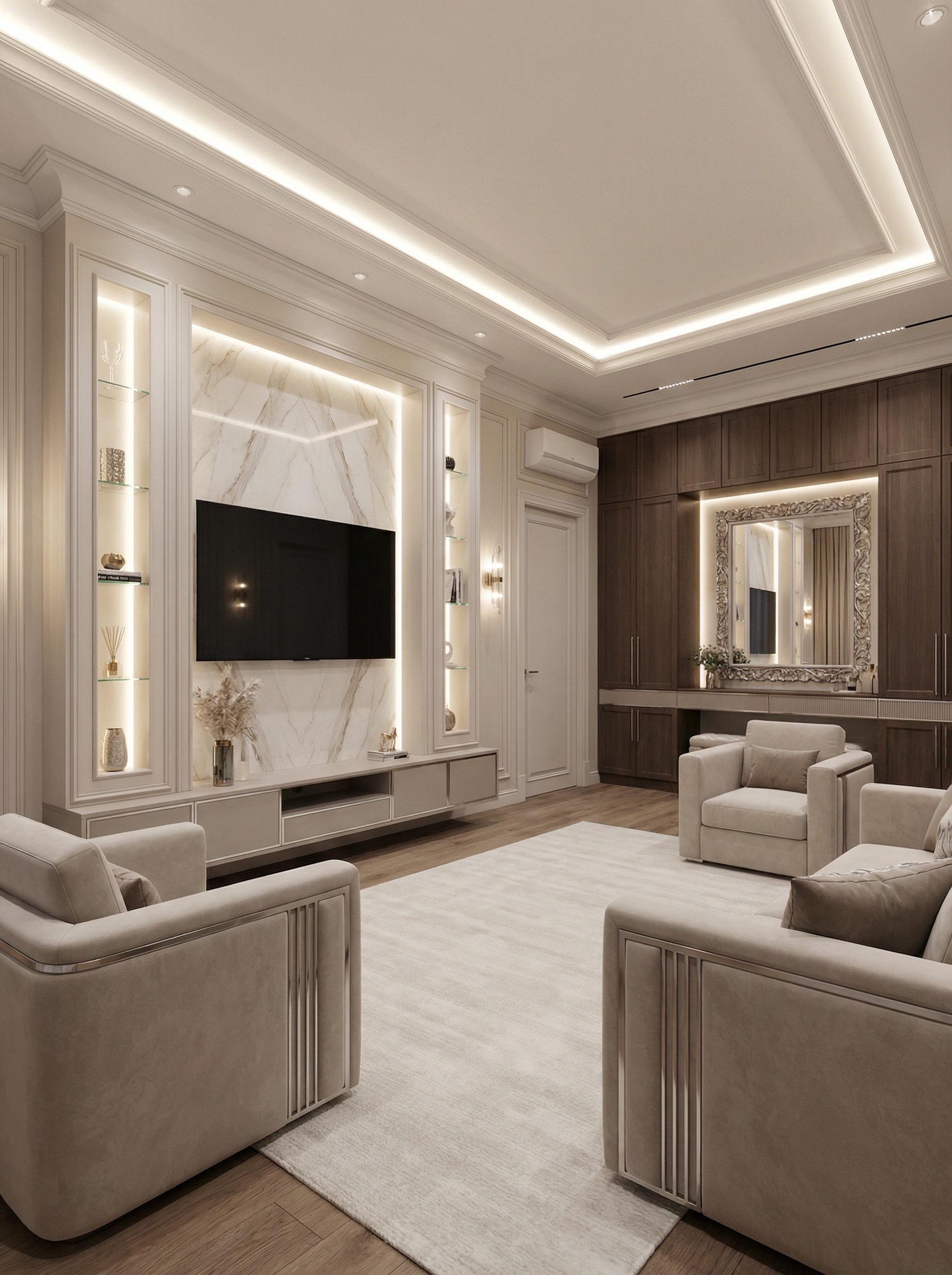 Дизайн гостиной в стиле Классика — фото интерьера от нейросети RoomGPT