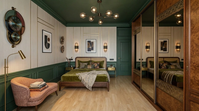 Дизайн спальни в стиле Эклектика — фото интерьера от нейросети RoomGPT