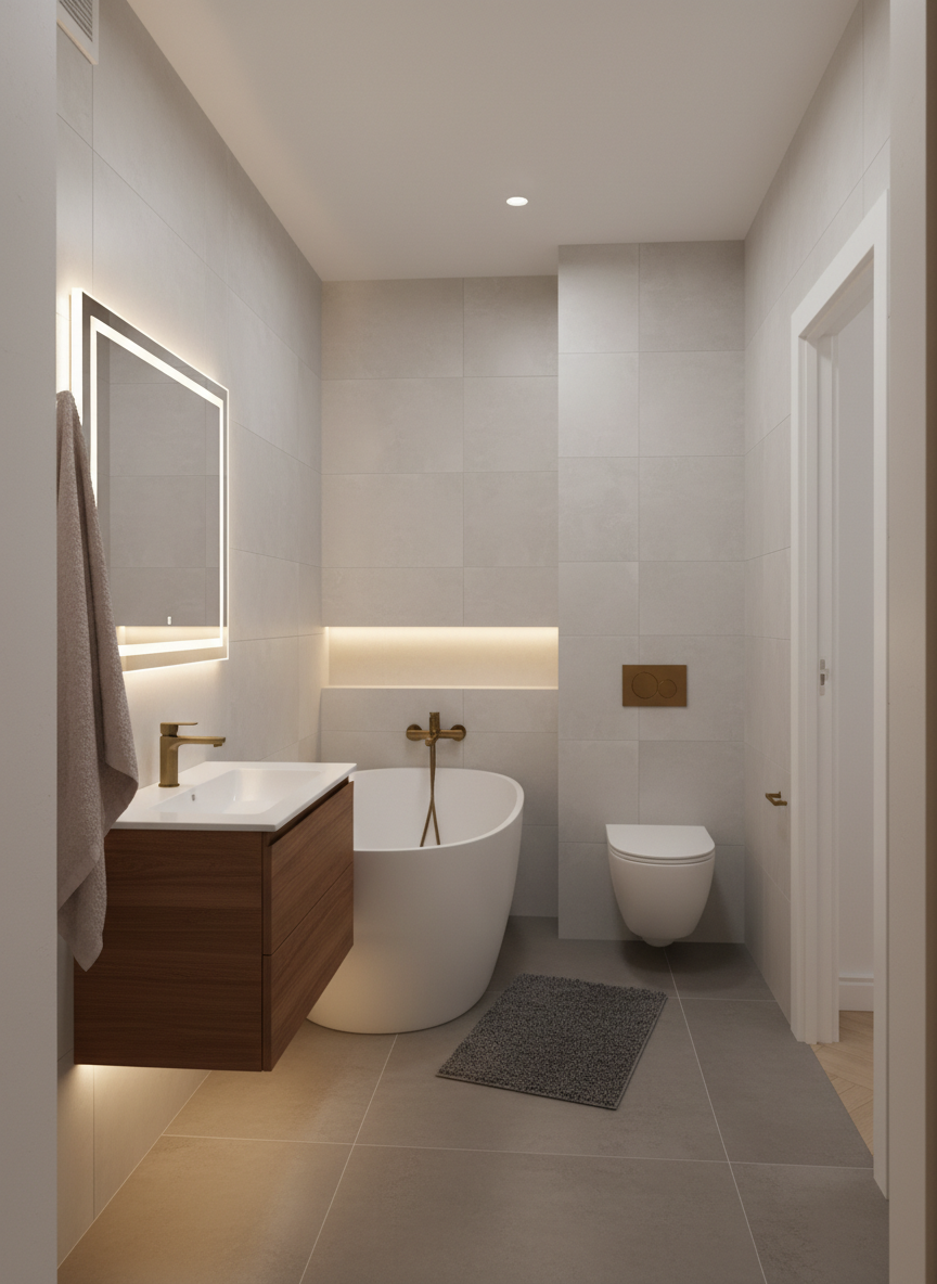 Дизайн ванной в стиле Минимализм — фото интерьера от нейросети RoomGPT