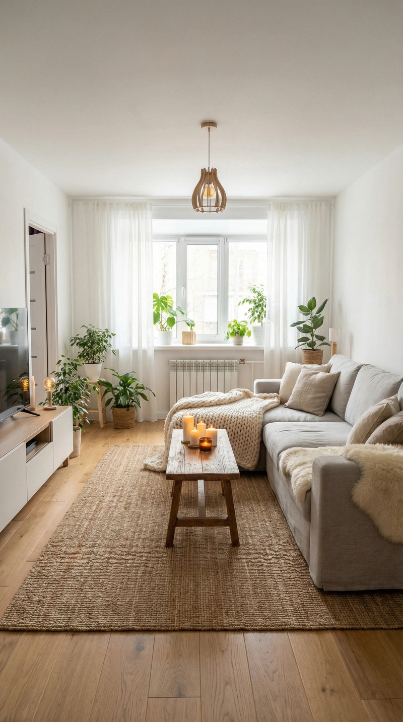 Дизайн интерьера в стиле Хюгге — Гостиная от нейросети RoomGPT