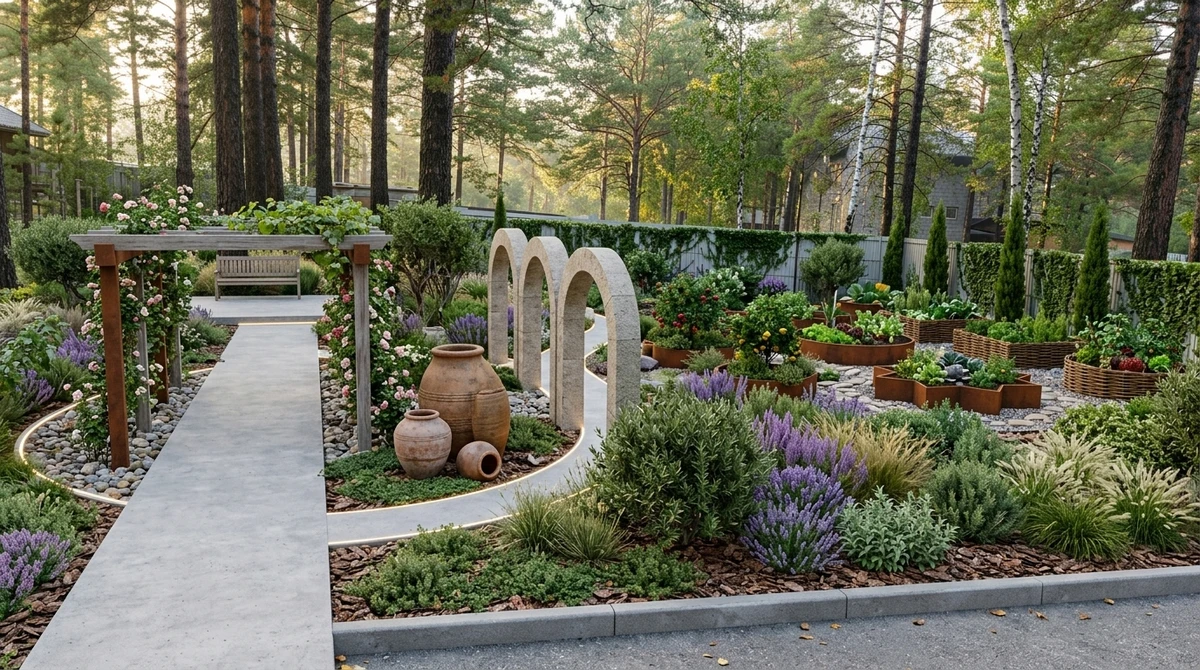 Дизайн участка в стиле Средиземноморский — фото участка от нейросети RoomGPT
