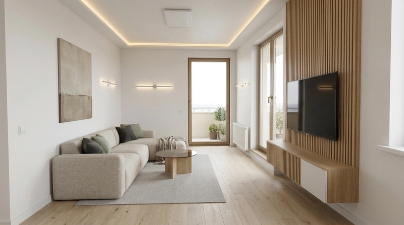 Дизайн интерьера в стиле Минимализм — Гостиная от нейросети RoomGPT