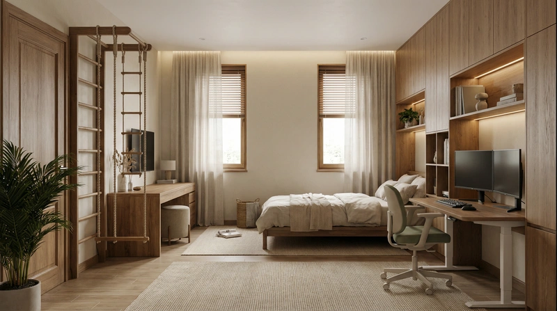 Дизайн детской в стиле Japandi — фото интерьера от нейросети RoomGPT