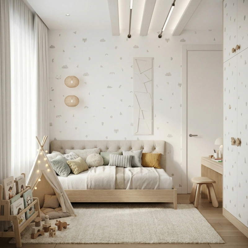 Дизайн детской в стиле Хюгге — фото интерьера от нейросети RoomGPT