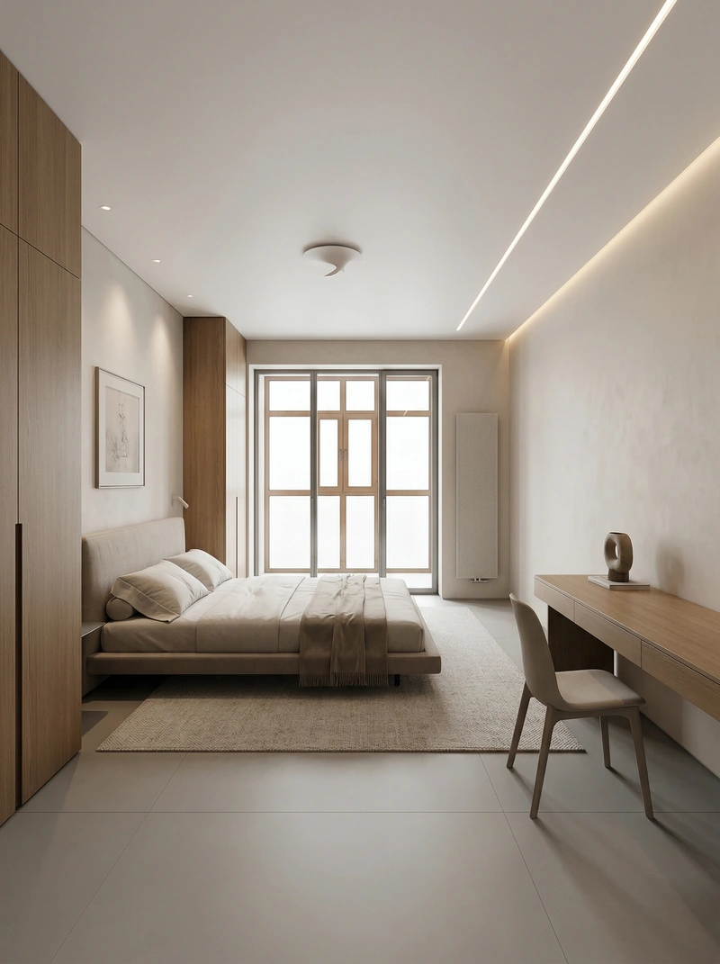 Дизайн спальни в стиле Минимализм — фото интерьера от нейросети RoomGPT