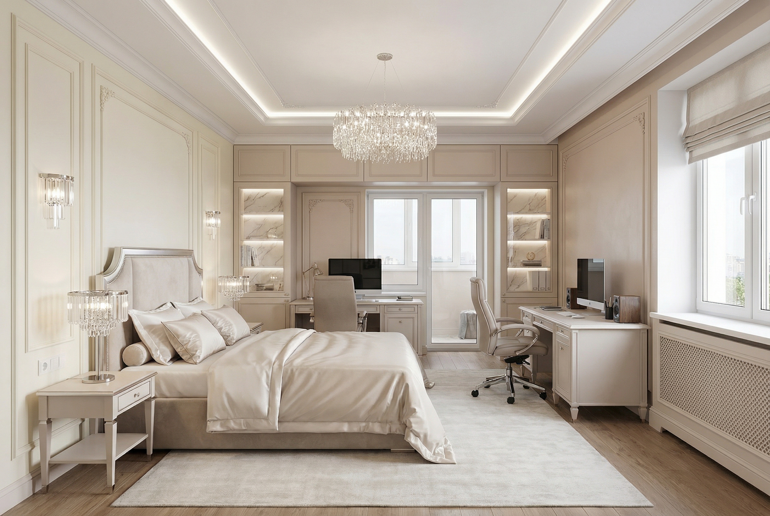 Дизайн спальни в стиле Классика — фото интерьера от нейросети RoomGPT