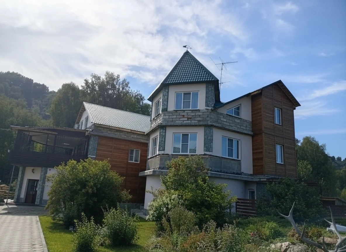 Дизайн фасада в стиле Контемпорари — фото фасада от нейросети RoomGPT