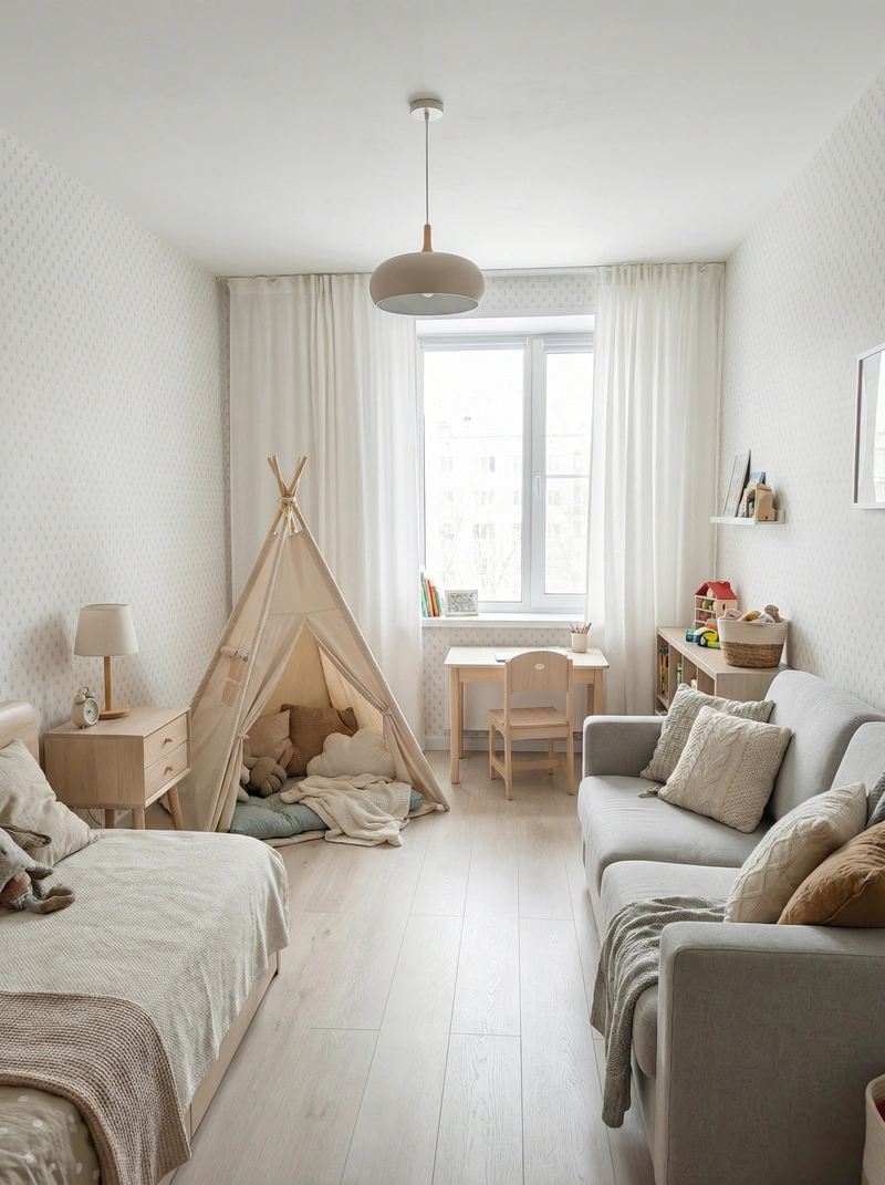 Дизайн интерьера в стиле Хюгге — Детская от нейросети RoomGPT