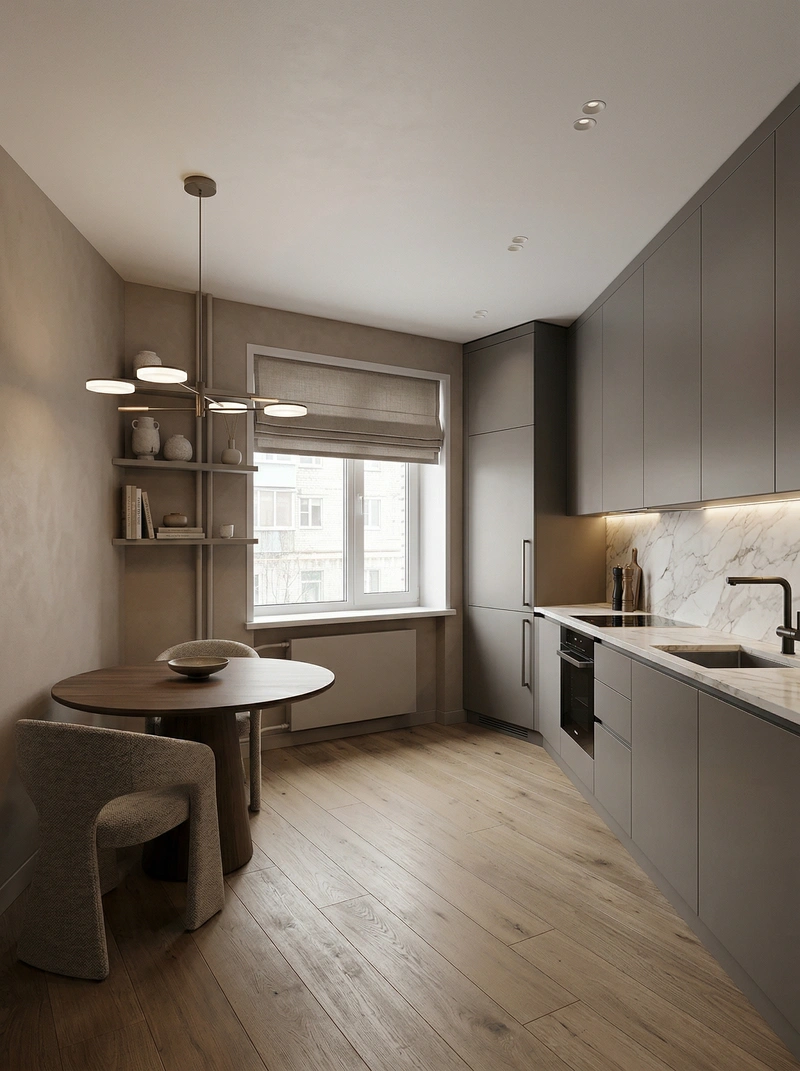 Дизайн кухни в стиле Контемпорари — фото интерьера от нейросети RoomGPT