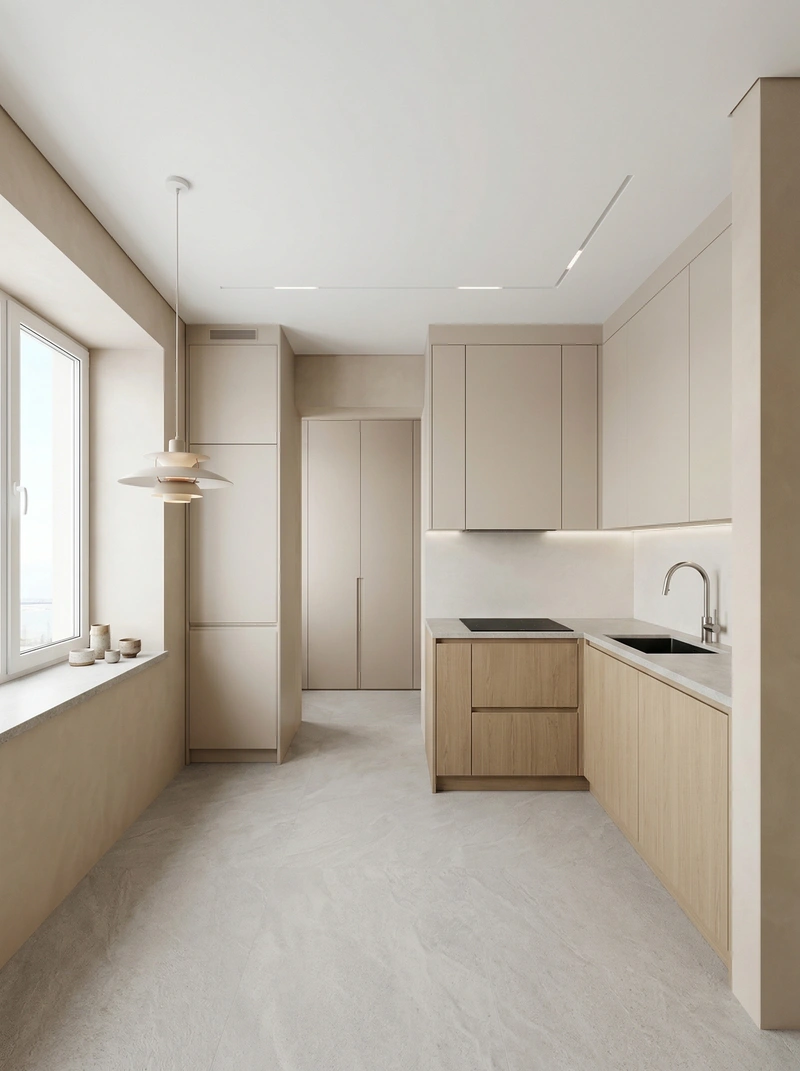 Дизайн кухни в стиле Сканди — фото интерьера от нейросети RoomGPT