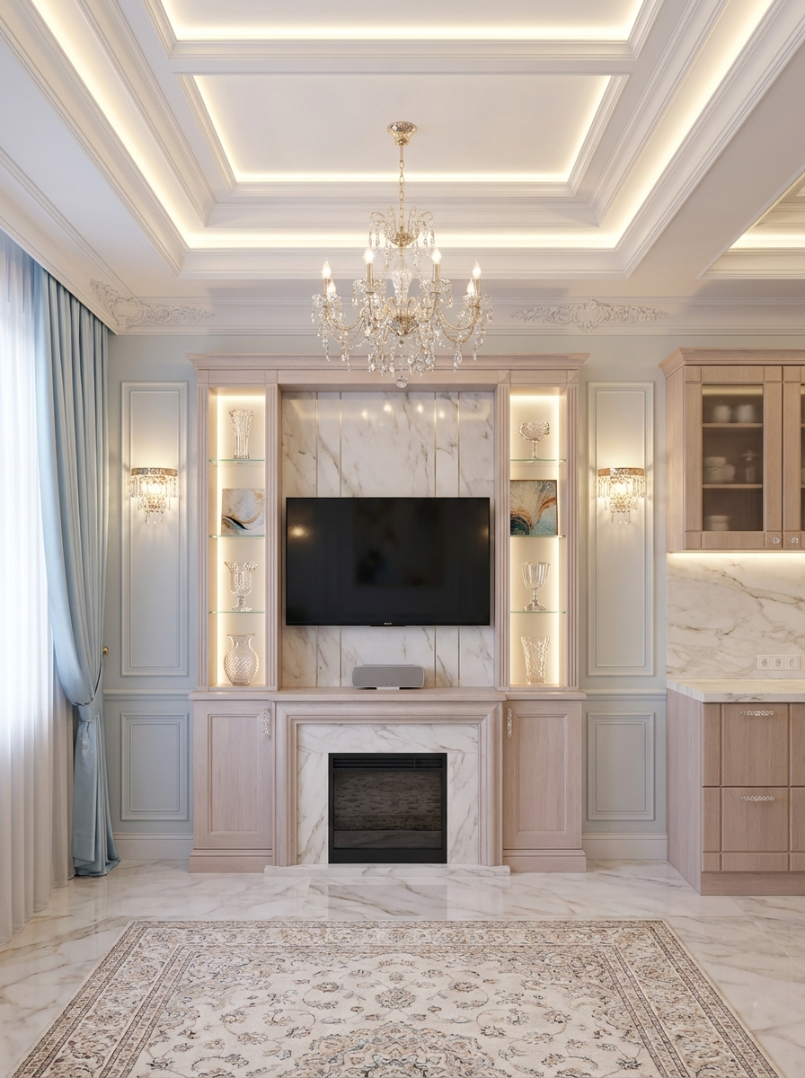 Дизайн кухни в стиле Классика — фото интерьера от нейросети RoomGPT