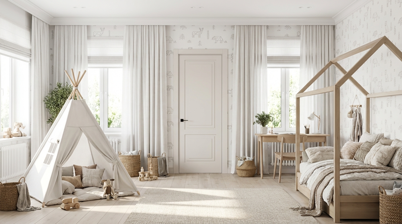 Дизайн детской в стиле Хюгге — фото интерьера от нейросети RoomGPT