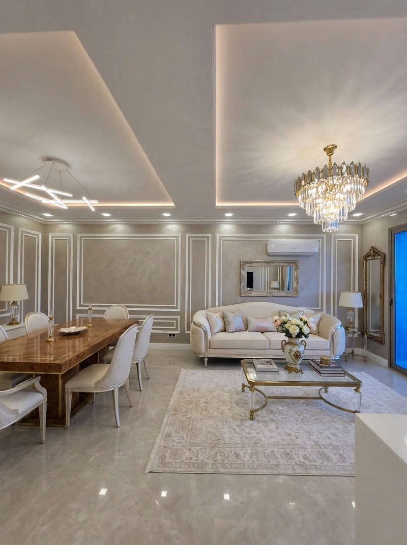 Дизайн интерьера в стиле Неоклассика — Гостиная от нейросети RoomGPT