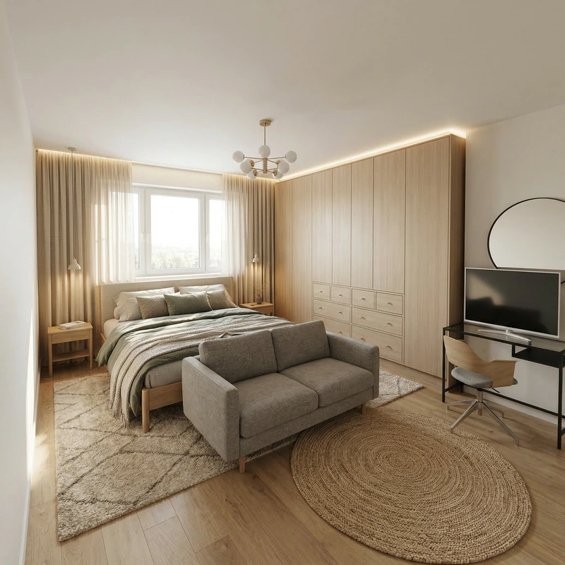 Дизайн интерьера в стиле Сканди — Спальня от нейросети RoomGPT