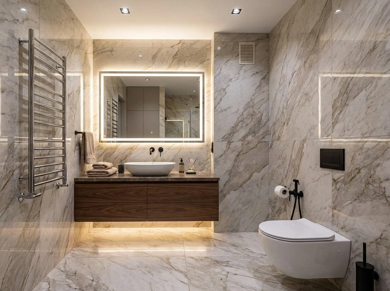 Дизайн интерьера в стиле Контемпорари — Ванная от нейросети RoomGPT