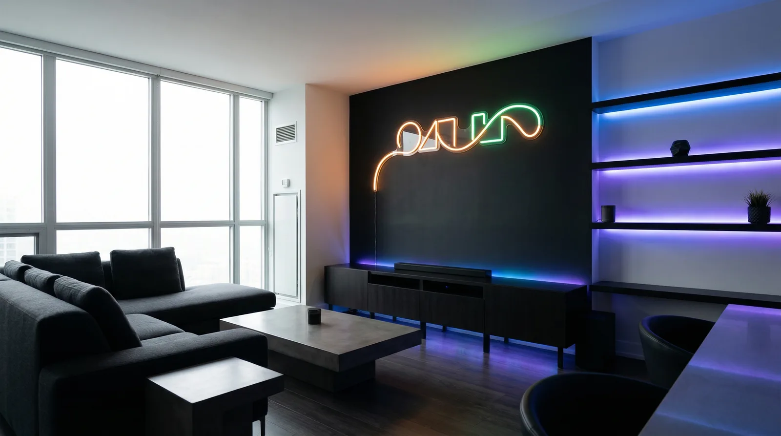 LED-подсветка в стиле Блэктэк — пример интерьера | RoomGPT