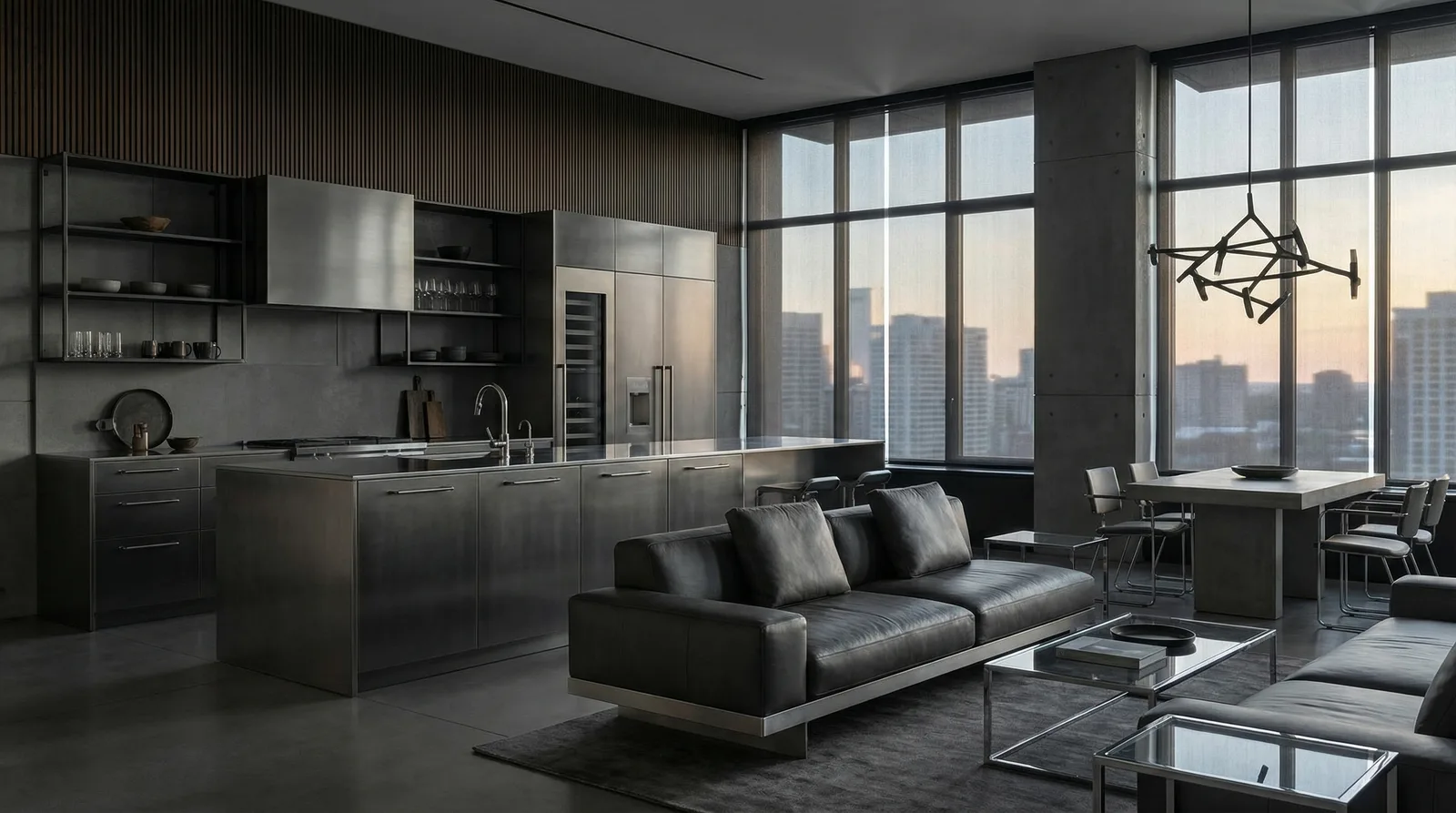 Металлические акценты в стиле Блэктэк — пример интерьера | RoomGPT