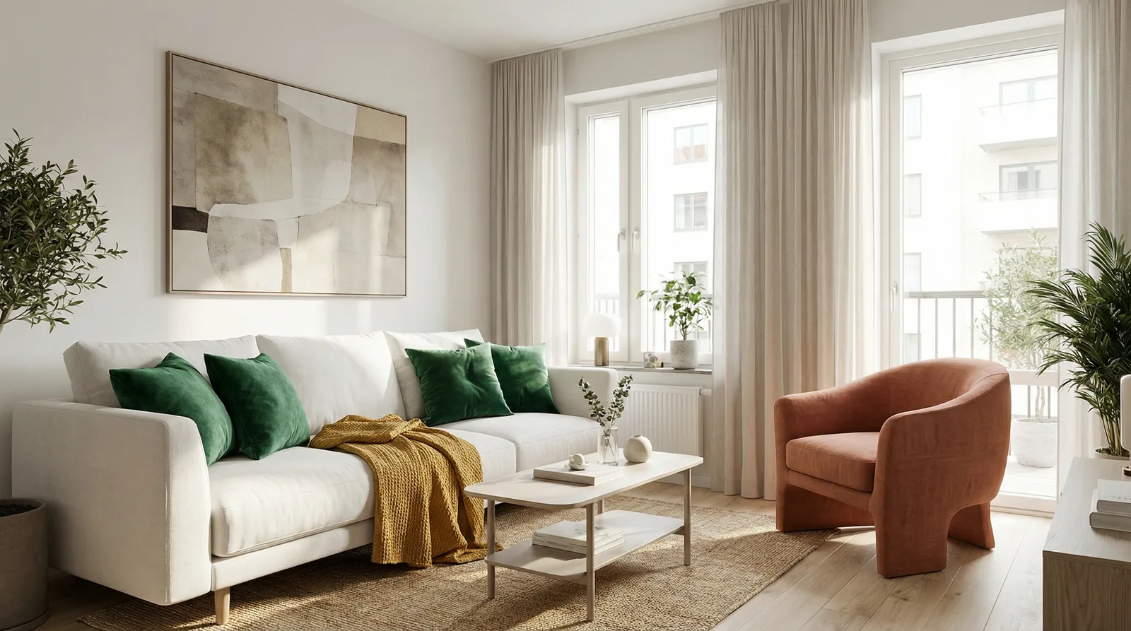 Акцентные цвета в стиле Контемпорари — пример интерьера | RoomGPT