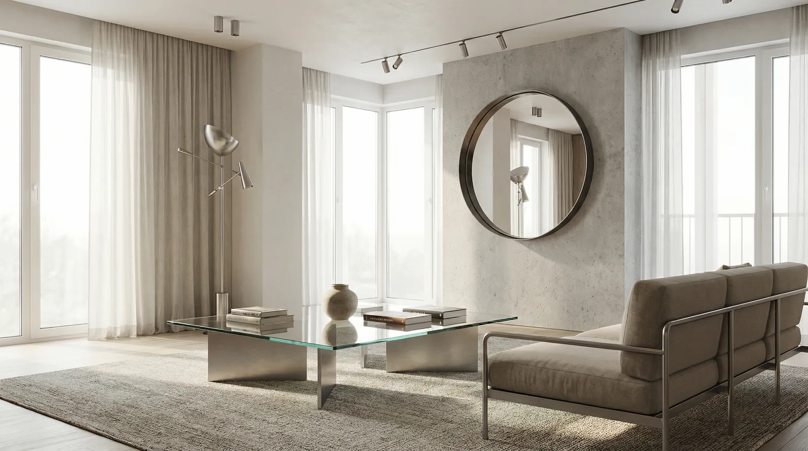 Стекло и металл в стиле Контемпорари — пример интерьера | RoomGPT