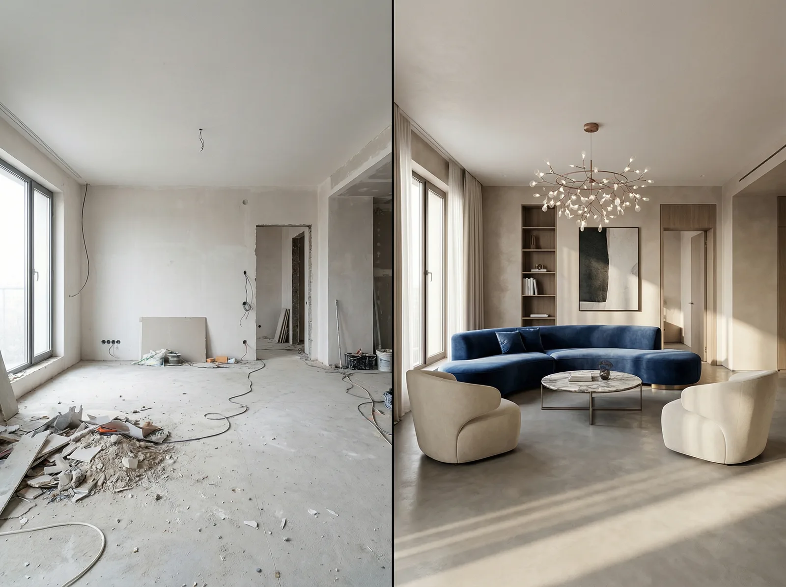 Трансформация интерьера в стиле Контемпорари — до и после | RoomGPT