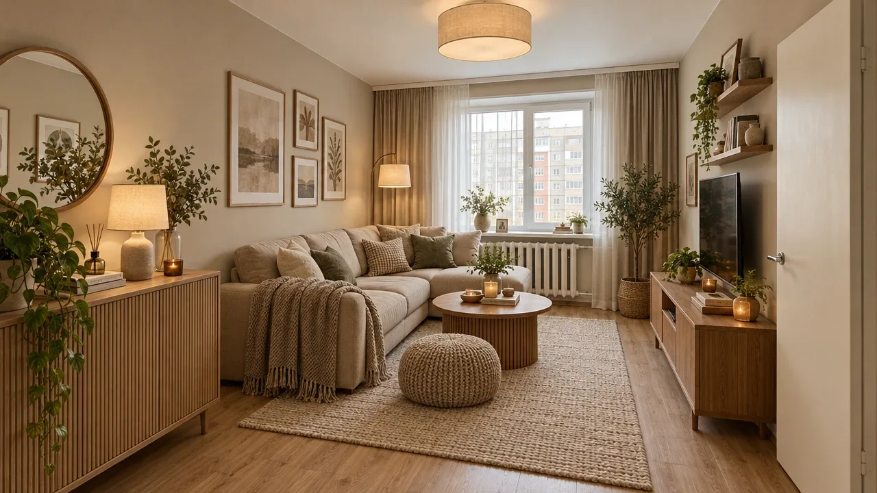 Та же гостиная в стиле хюгге — результат RoomGPT