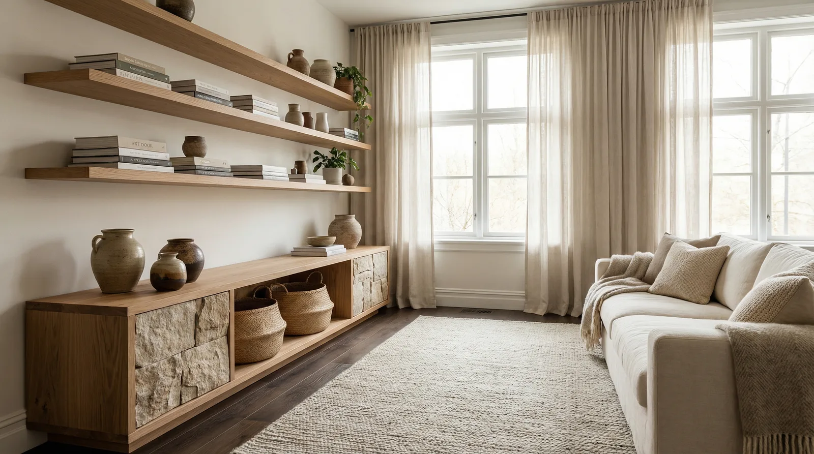 Натуральные материалы в стиле Хюгге — пример интерьера | RoomGPT