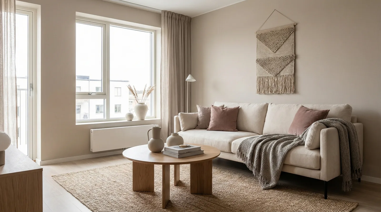 Приглушённая палитра в стиле Хюгге — пример интерьера | RoomGPT