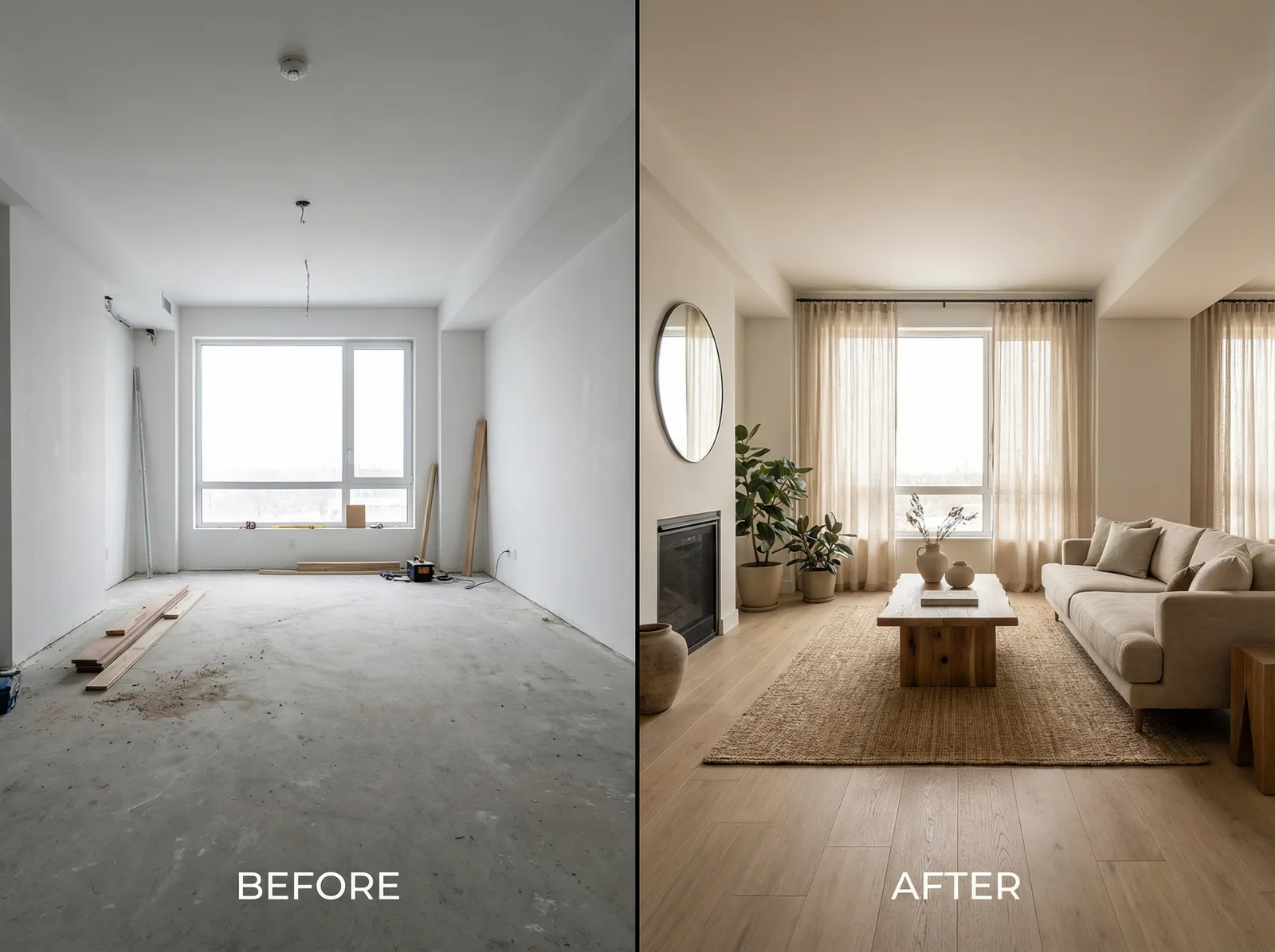 Трансформация интерьера в стиле Japandi — до и после | RoomGPT