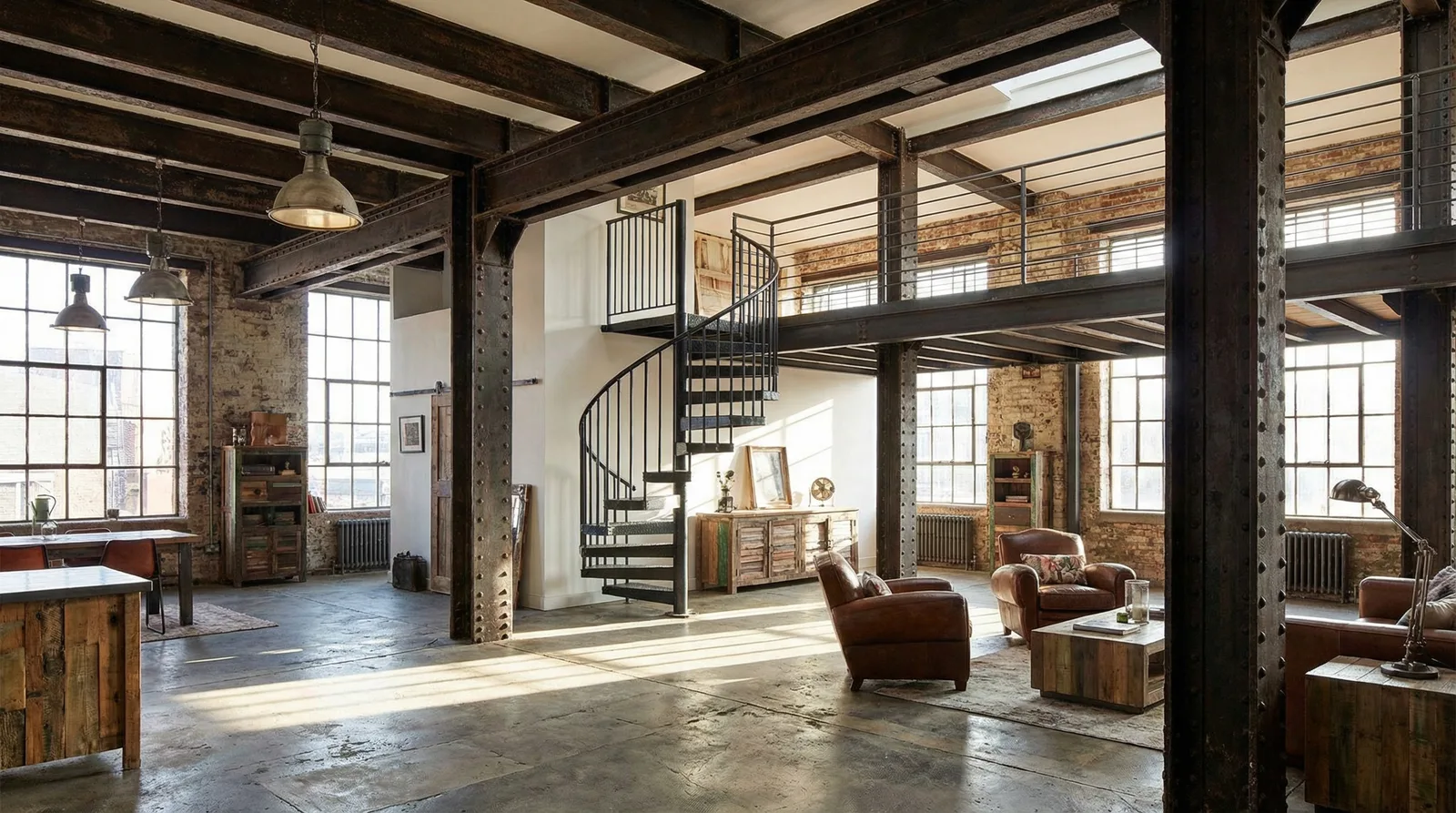 Металлические конструкции в стиле Лофт — пример интерьера | RoomGPT