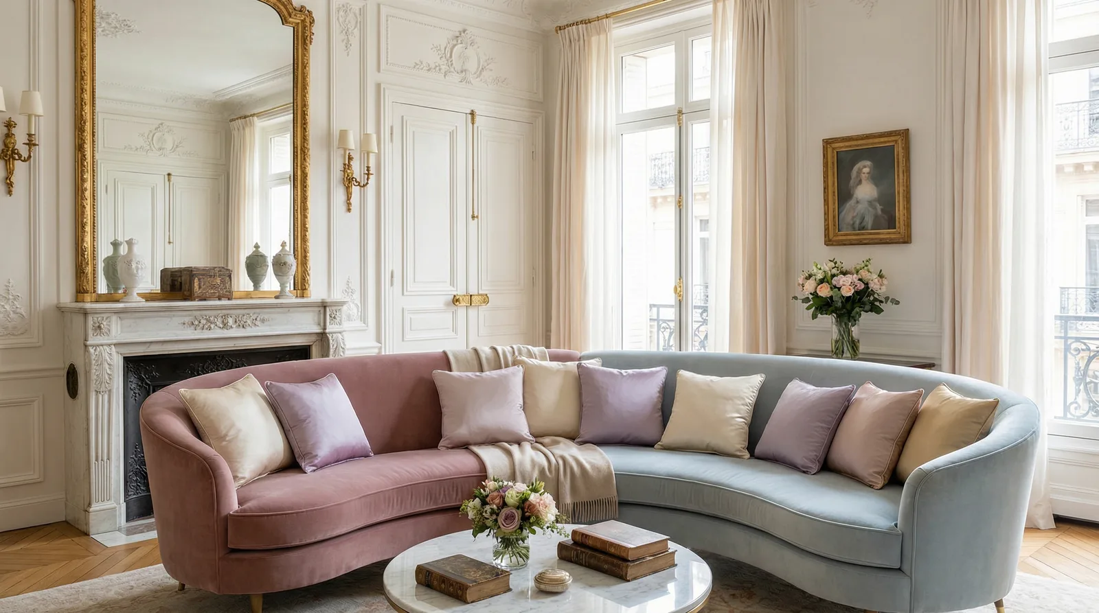 Бархат и шёлк в стиле Неоклассика — пример интерьера | RoomGPT
