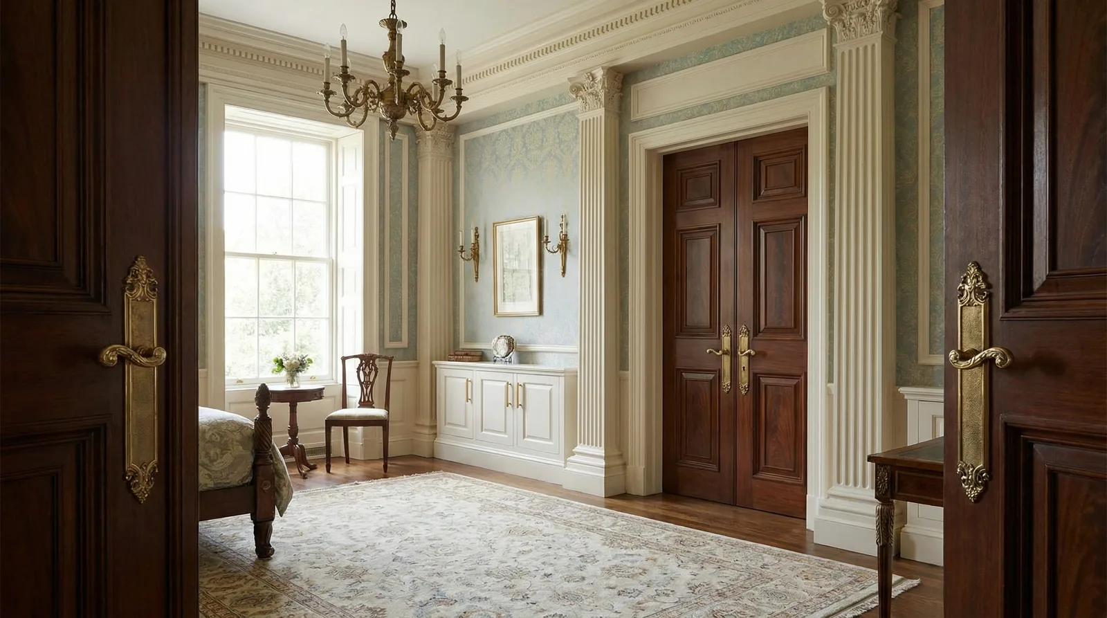 Латунная фурнитура в стиле Неоклассика — пример интерьера | RoomGPT