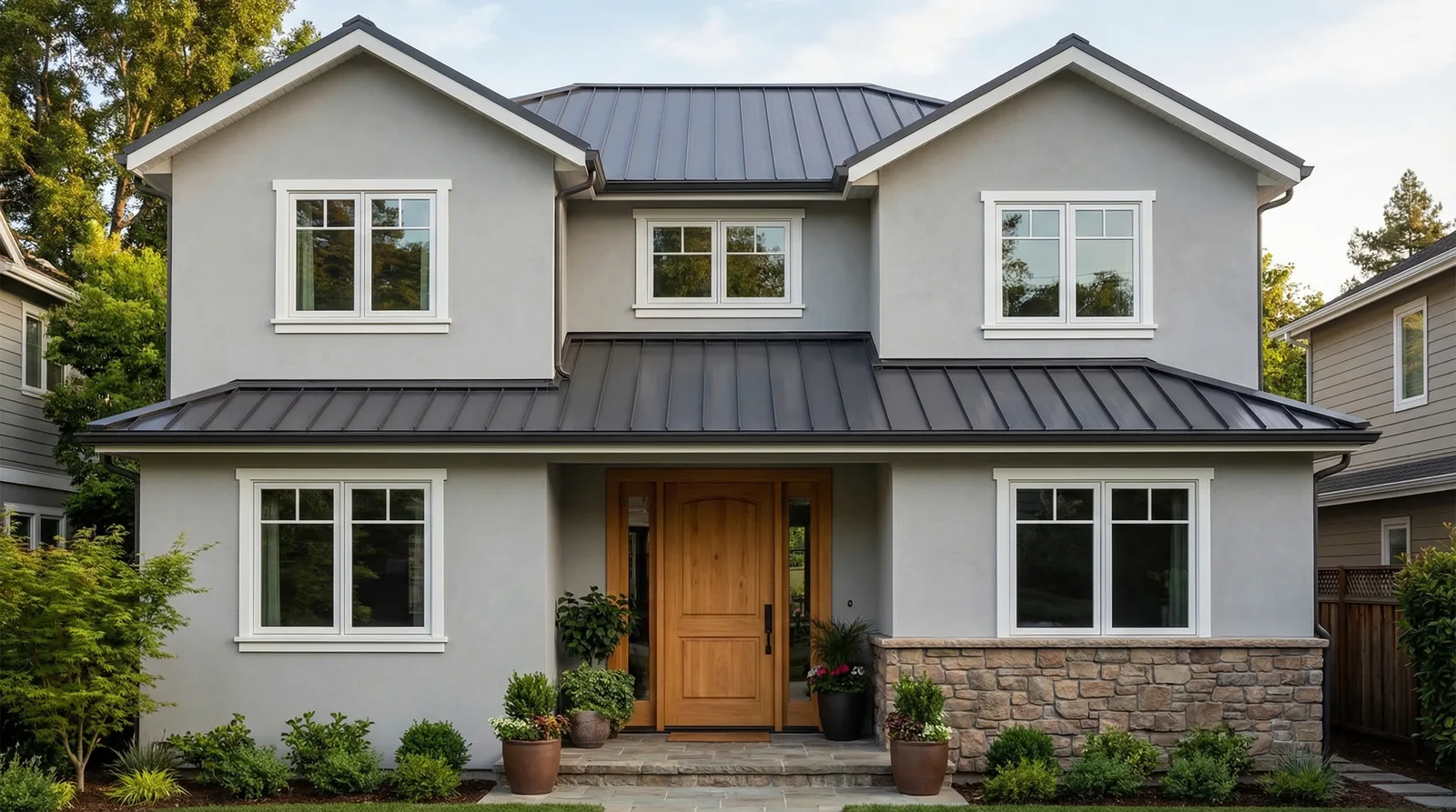 Сочетание цвета фасада и крыши — примеры