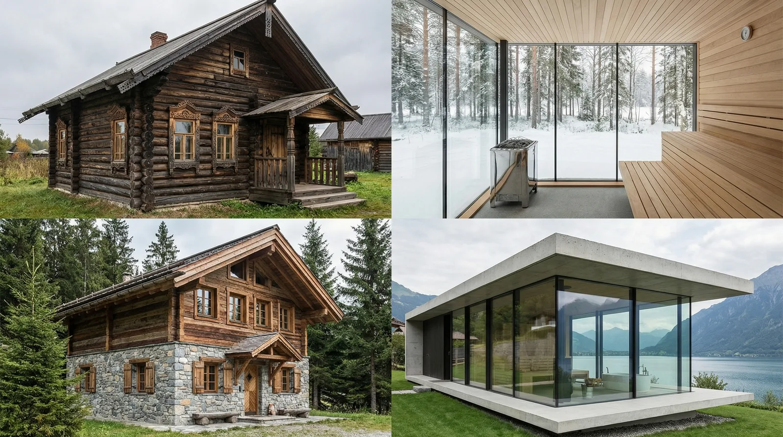 Любой стиль бани (русская, скандинавская, шале, современная)