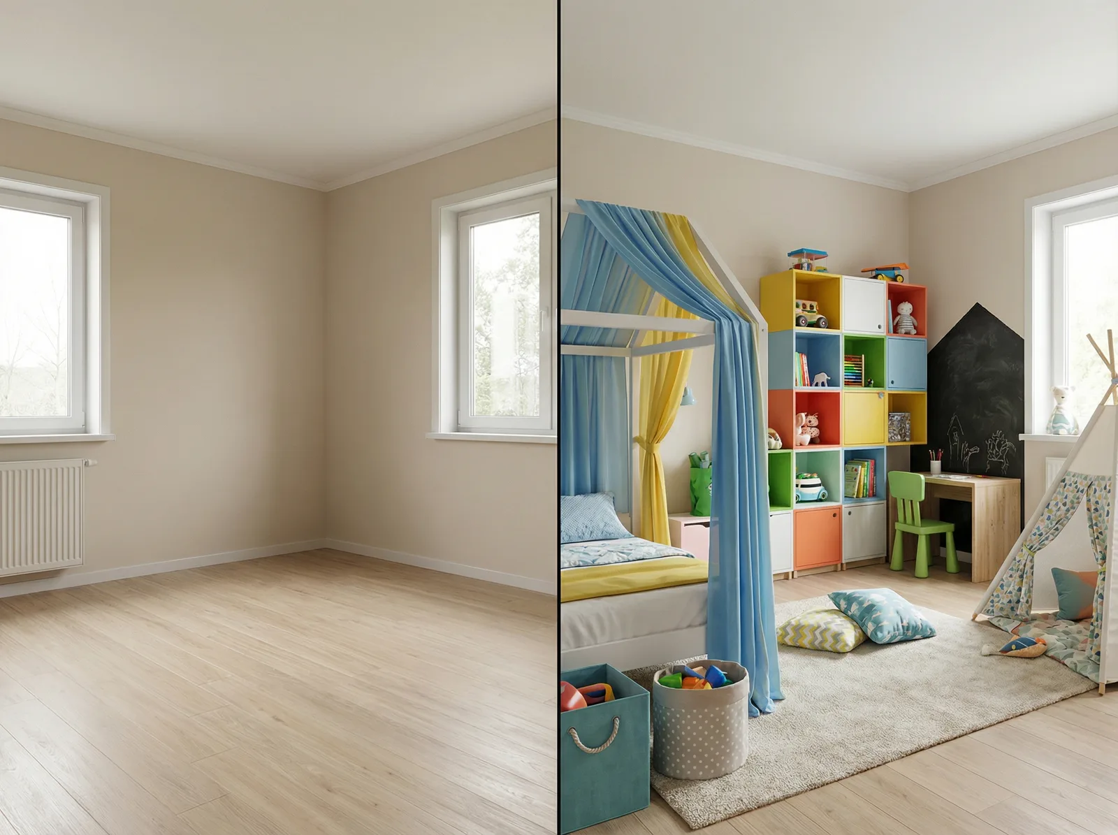 Визуализация детской комнаты с нейросетью RoomGPT