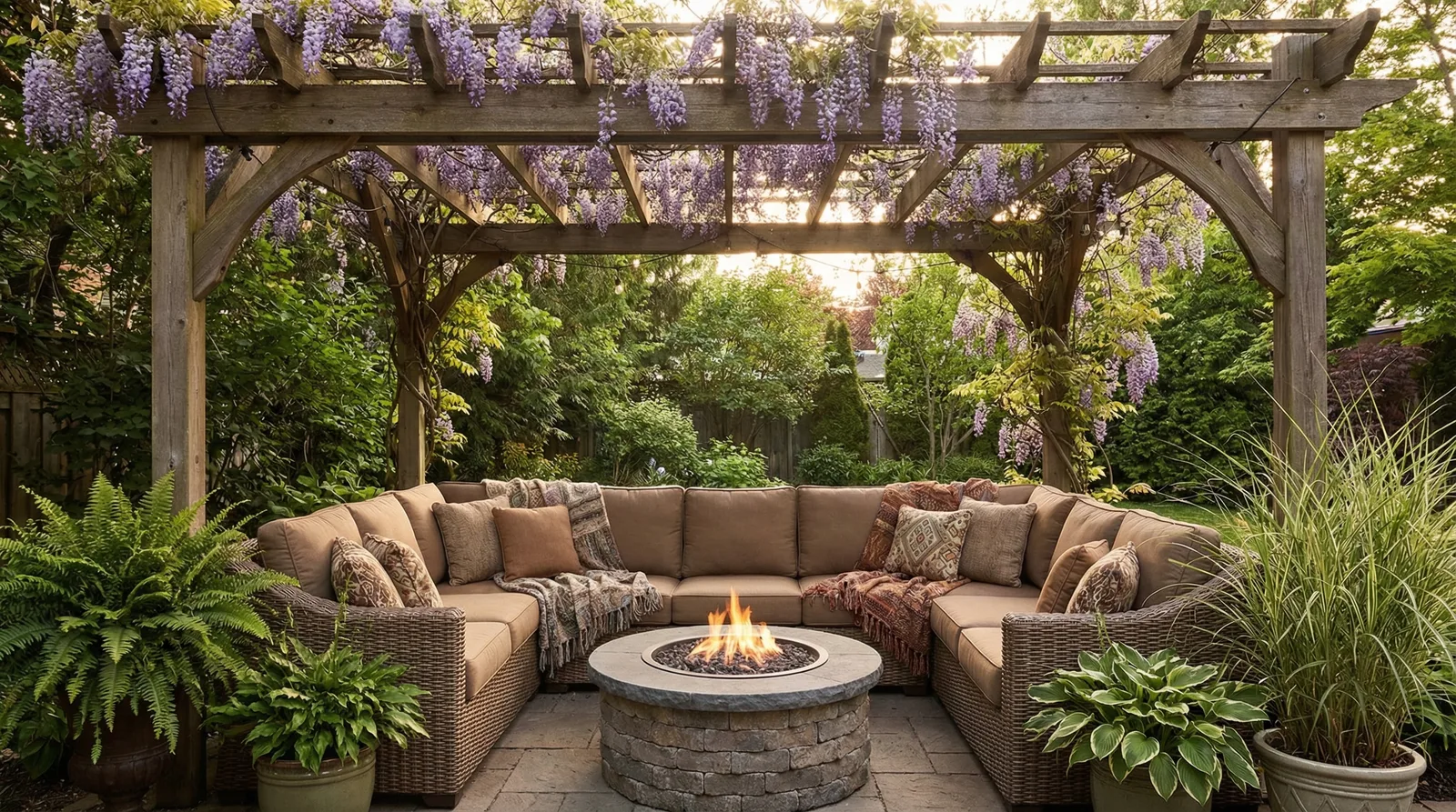 Пергола и зона отдыха во дворе частного дома